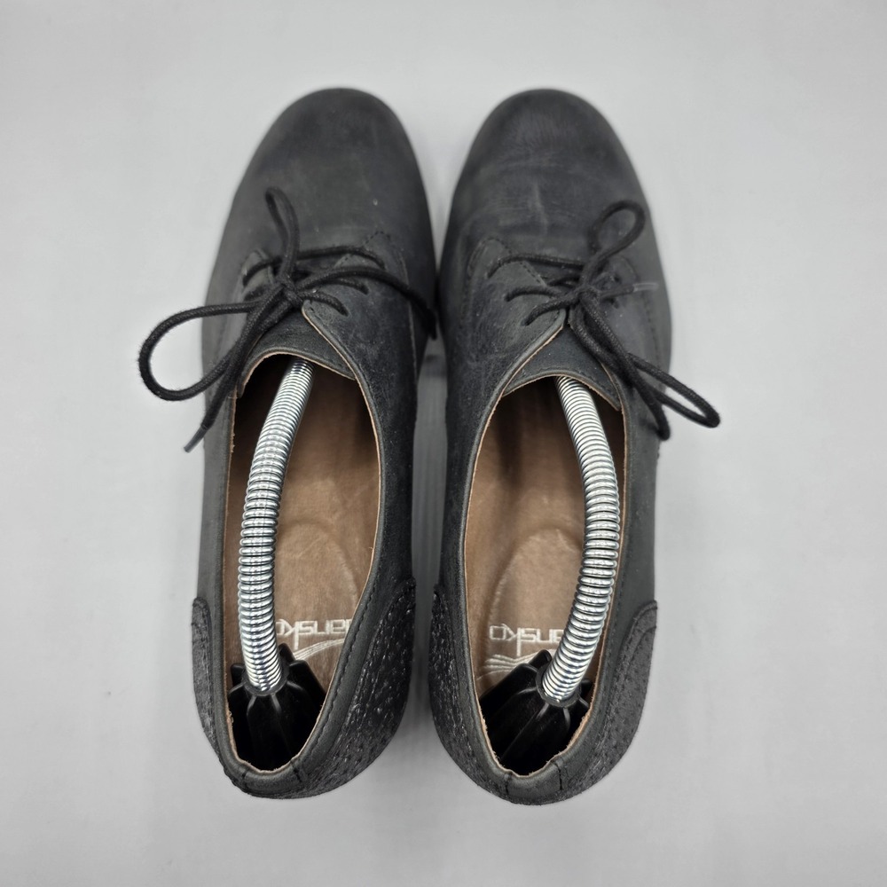 Dansko Louise Oxfords Womens 37 Black Gray Leather Metallic Lace Up Derby Shoes - Picture 6 of 14